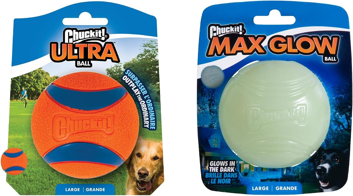 image:imageChuckit Glow in the Dark Bouncy Balls Ball for Dogs Chuckit Dog Toy Max Glow Balls Small 2 Inch Pack of 1Large