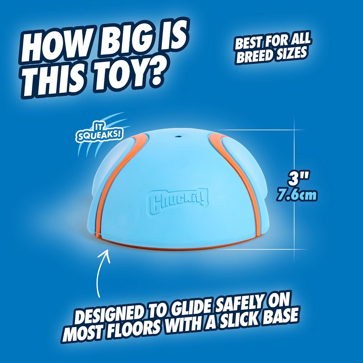 image:imageChuckit Indoor Super Slider SelfFetch Squeaky Toy for Dogs Glides Harmlessly On Most Surfaces Fun Dog Toys to Keep Them Busy For Small Medium and Large Breeds Durable Rubber1 Count Pack of 1