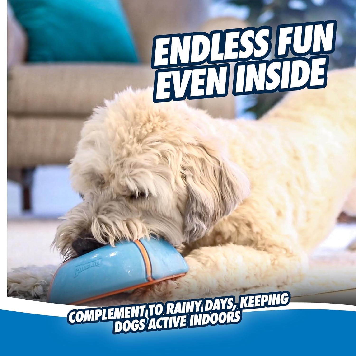 image:imageChuckit Indoor Super Slider SelfFetch Squeaky Toy for Dogs Glides Harmlessly On Most Surfaces Fun Dog Toys to Keep Them Busy For Small Medium and Large Breeds Durable Rubber1 Count Pack of 1
