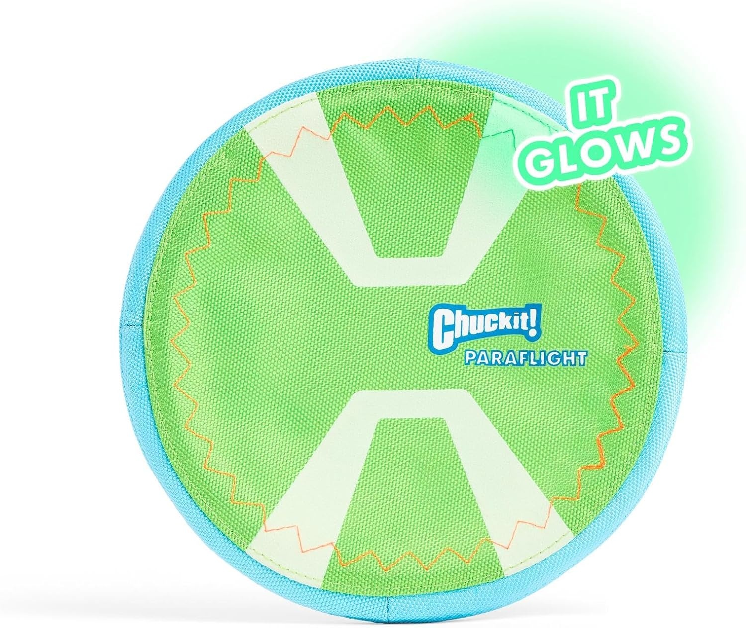 image:imageChuckit Max Glow Paraflight Flying Disc Dog Toy Water Floating Flyer Durable Nylon Construction with Soft Rubber Edges For Medium and Large Dogs Size Large 975 L x 975 W Pack of 1GreenMax Glow
