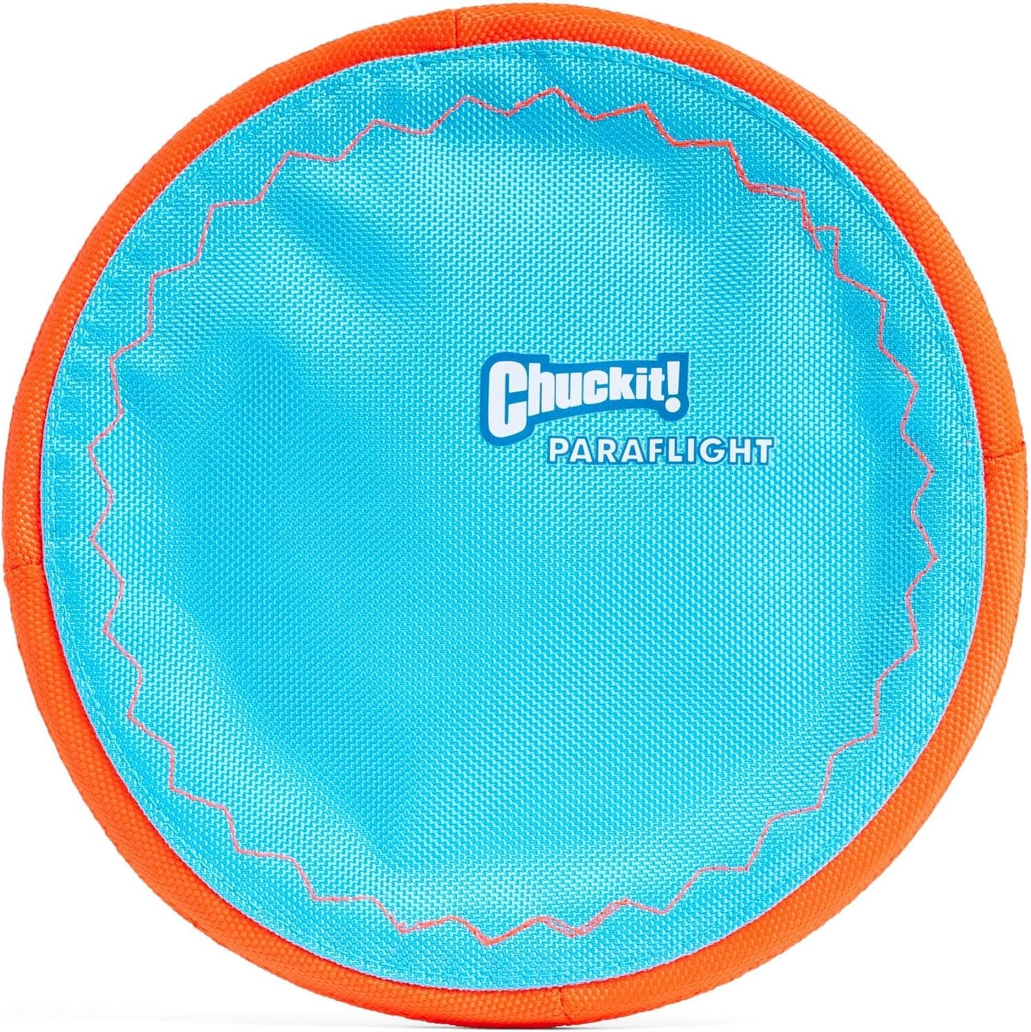 image:imageChuckit Max Glow Paraflight Flying Disc Dog Toy Water Floating Flyer Durable Nylon Construction with Soft Rubber Edges For Medium and Large Dogs Size Large 975 L x 975 W Pack of 1BlueOrange