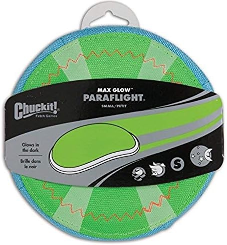 image:imageChuckit Max Glow Paraflight Flying Disc Dog Toy Water Floating Flyer Durable Nylon Construction with Soft Rubber Edges For Medium and Large Dogs Size Large 975 L x 975 W Pack of 1GreenMax Glow
