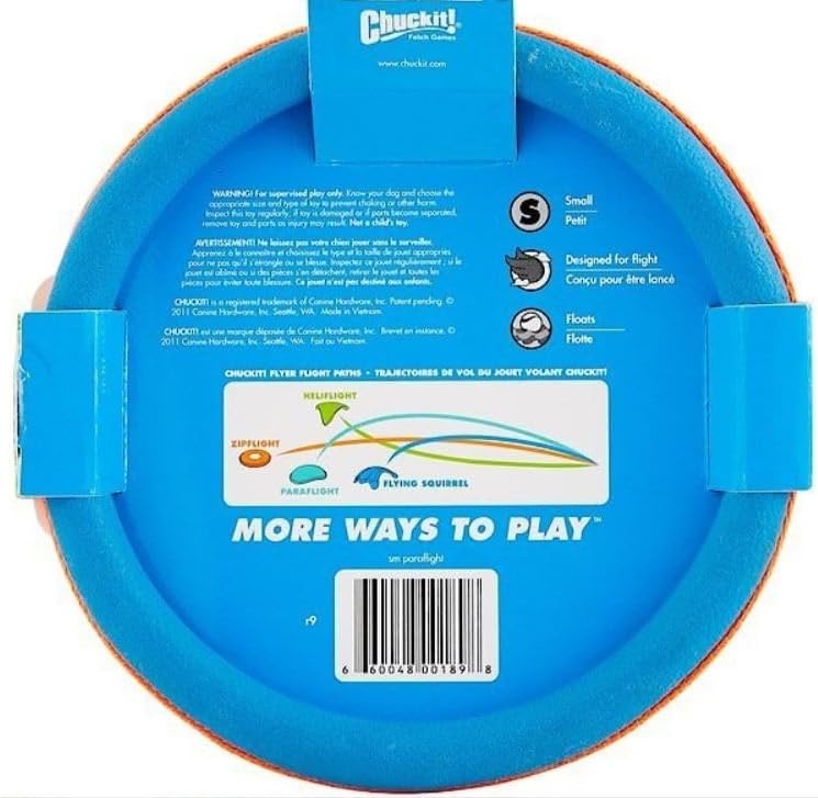 image:imageChuckit Max Glow Paraflight Flying Disc Dog Toy Water Floating Flyer Durable Nylon Construction with Soft Rubber Edges For Medium and Large Dogs Size Large 975 L x 975 W Pack of 1BlueOrange