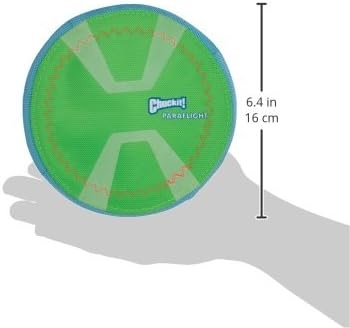image:imageChuckit Max Glow Paraflight Flying Disc Dog Toy Water Floating Flyer Durable Nylon Construction with Soft Rubber Edges For Medium and Large Dogs Size Large 975 L x 975 W Pack of 1GreenMax Glow