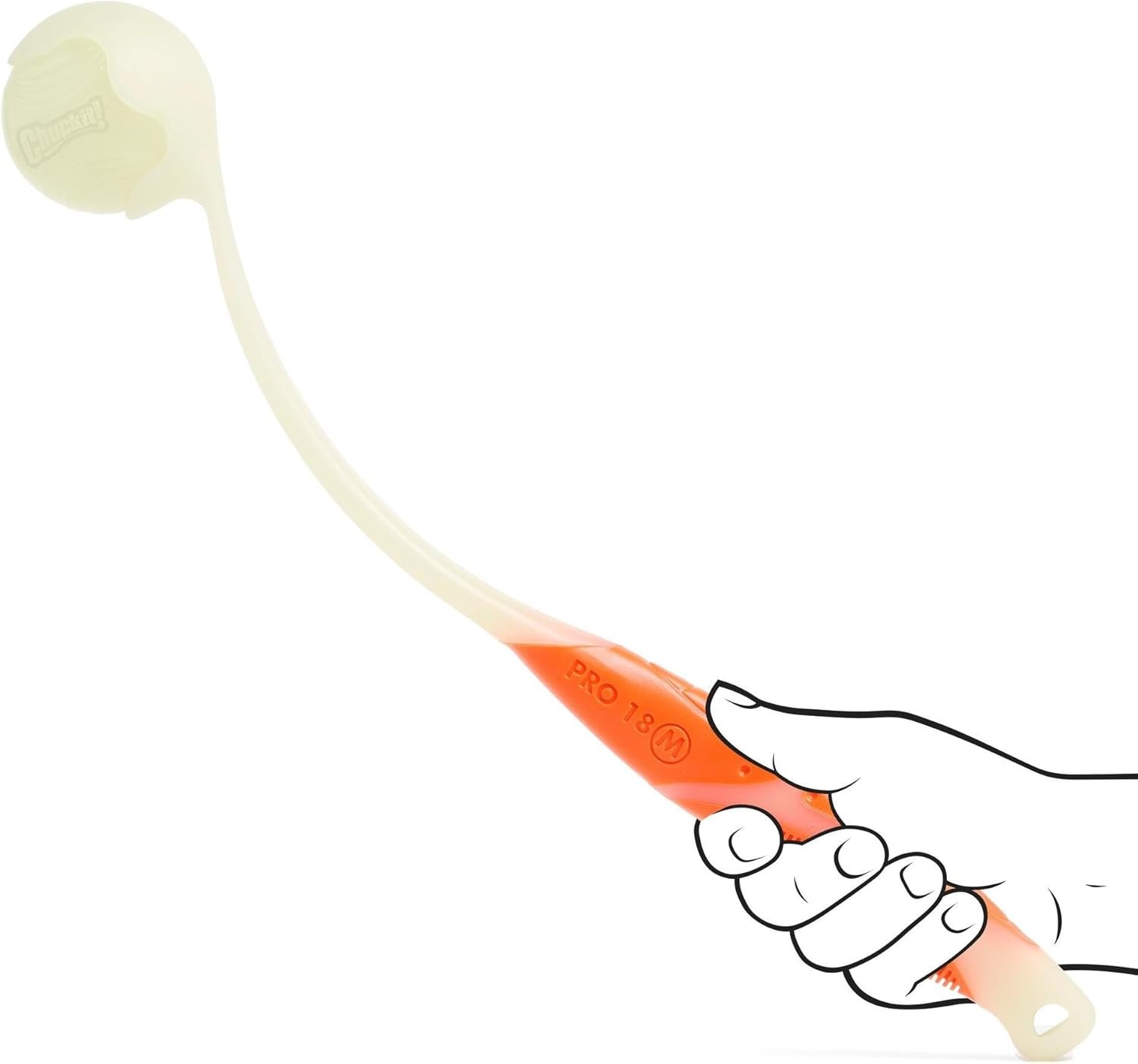 image:imageChuckit Pro Fetch Toy Dog Ball Launcher For Dogs Compatible With Any Medium Chuckit Medium Size 25 Inch Glow Ball18in