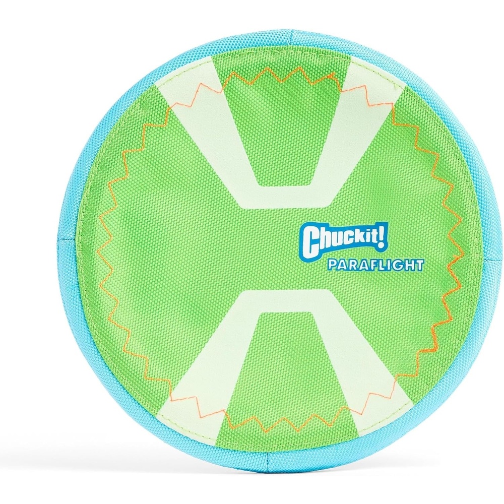 image:imageChuckit Max Glow Paraflight Flying Disc Dog Toy Water Floating Flyer Durable Nylon Construction with Soft Rubber Edges For Medium and Large Dogs Size Large 975 L x 975 W Pack of 1GreenMax Glow