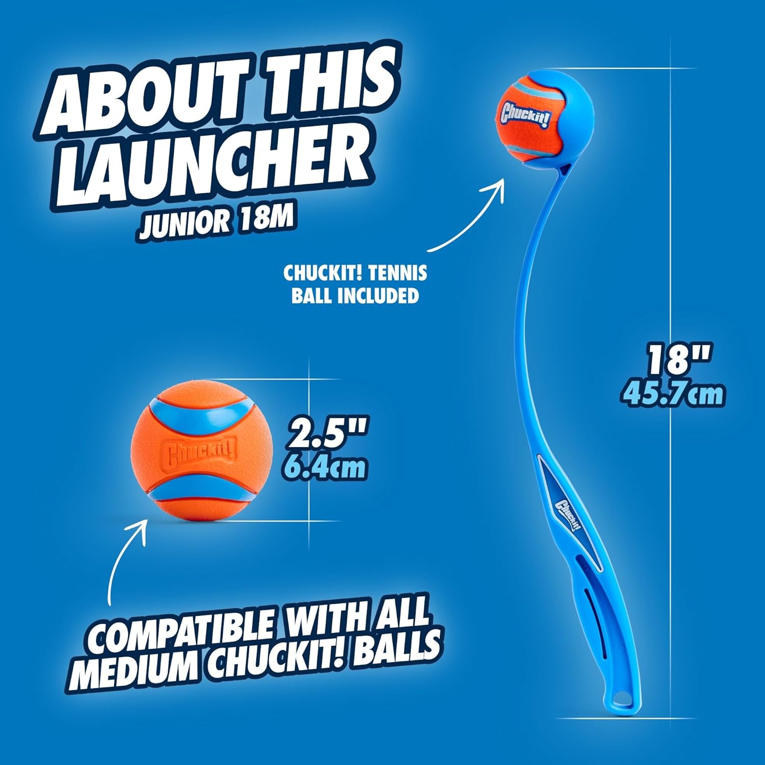 image:imageChuckit Dog Ball Launcher Pro 25 with Medium 25 Dog Fetch Ball Thrower For Dogs 2060 Pounds Made in USAJunior