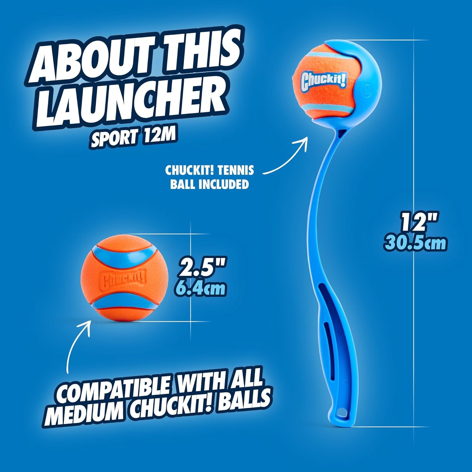 image:imageChuckit Dog Ball Launcher Pro 25 with Medium 25 Dog Fetch Ball Thrower For Dogs 2060 Pounds Made in USASport