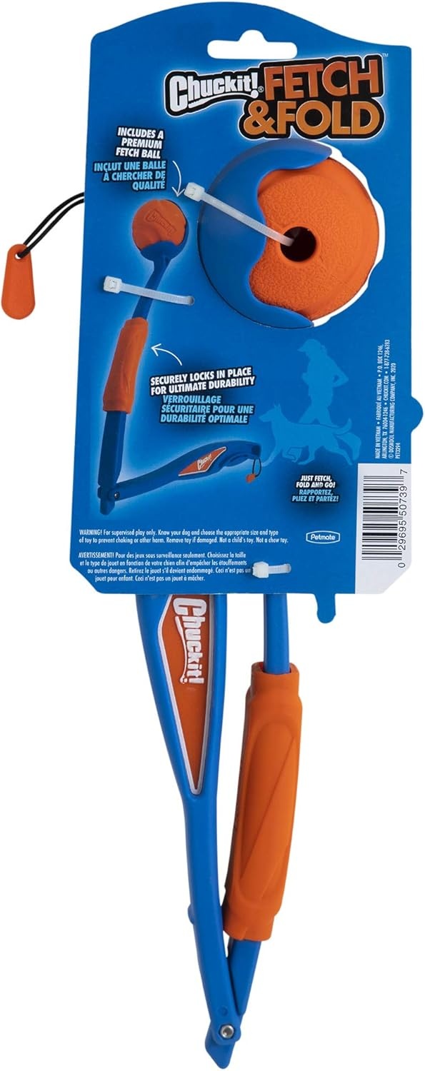 image:imageChuckit Fetch amp Fold 25M Dog Ball Launcher 25 Length Includes Medium Ball 25 For Dogs 2060 Pounds