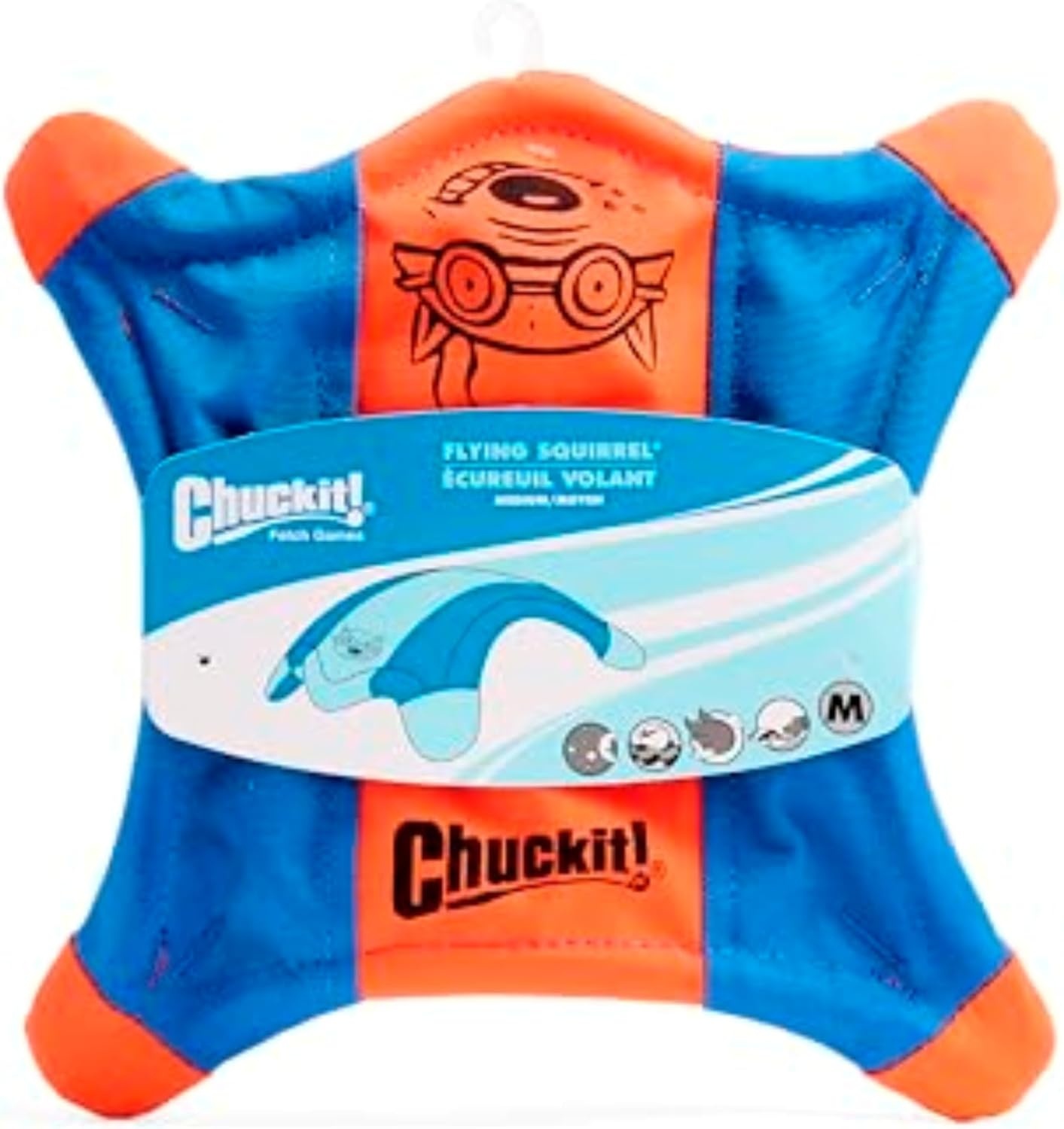 image:imageChuckit Flying Squirrel Fetch Dog Toy Water Floating Flyer Soft and Durable Polyester Canvas Construction For Medium Dogs Size Medium 95inch Diameter Pack of 1 Orange and BlueMedium