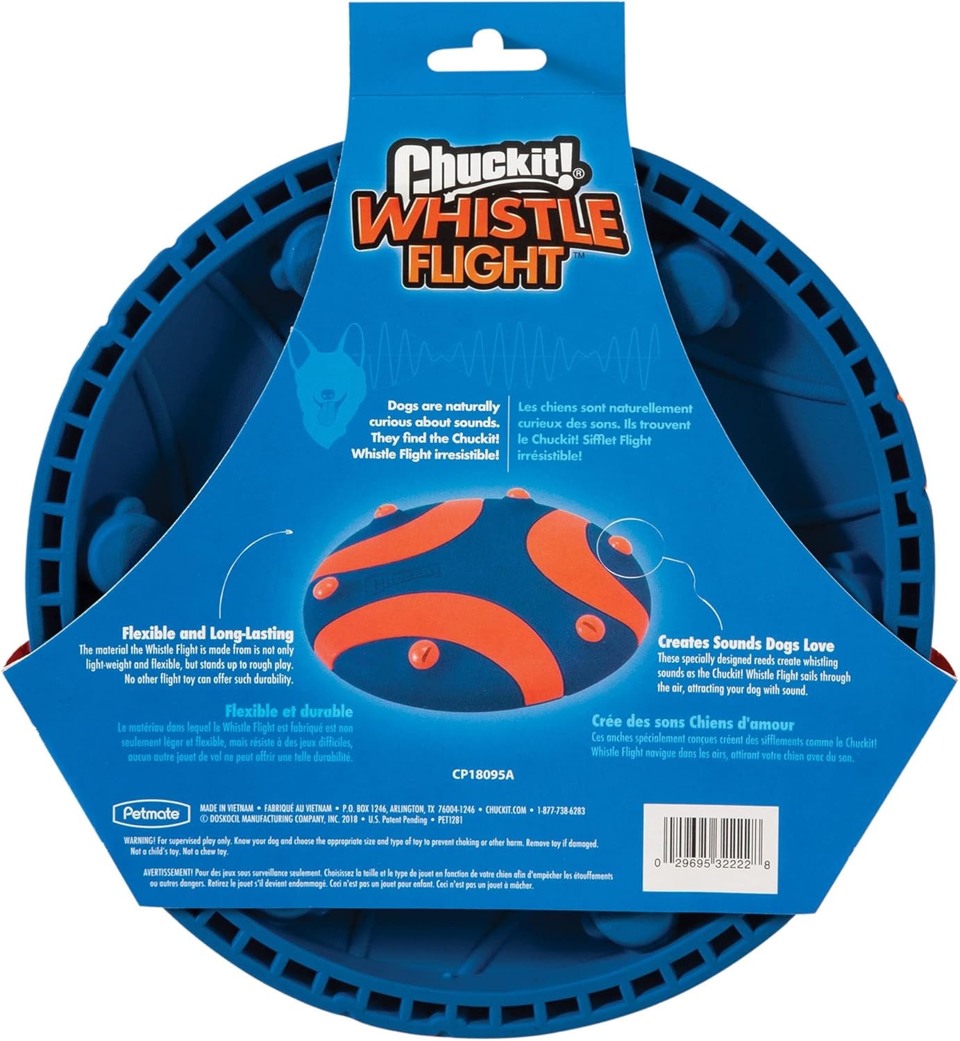 image:imageChuckit Whistle Flight Outdoor Dog Fetch Toy OrangeBlue 106 x 12 x 111 For Medium to Large Dogs