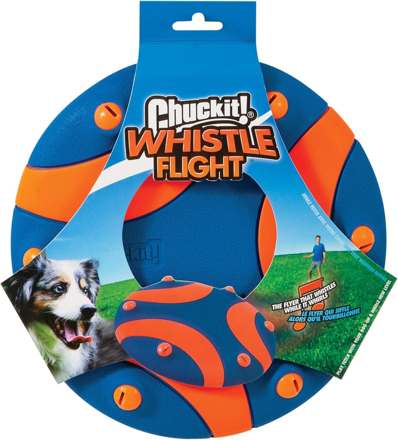 image:imageChuckit Whistle Flight Outdoor Dog Fetch Toy OrangeBlue 106 x 12 x 111 For Medium to Large Dogs