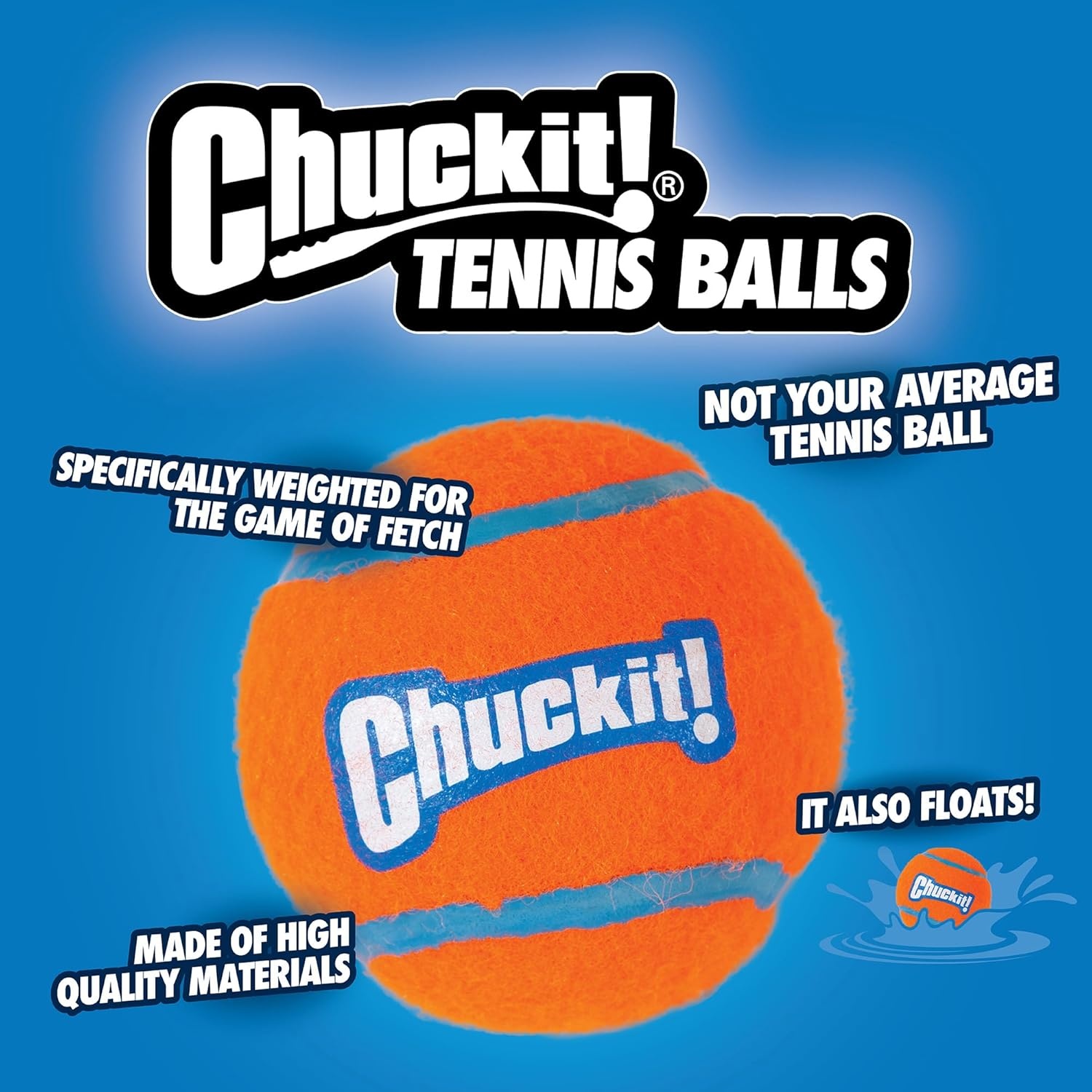 image:imageChuckit Dog Tennis Ball Dog Toy Medium 25 Inch Diameter for dogs 2060 lbs Pack of 2Medium Pack of 4