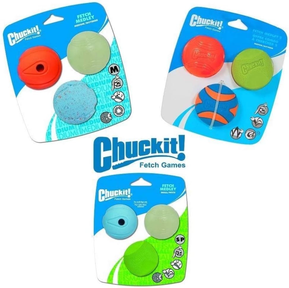 image:imageChuckit Gen 1 Fetch Pack Dog Balls Interactive Dog Toys HighBounce Fetch Ball Floating Ultra and Rugged Balls Durable Size Medium 25inch Diameter Set of 3Small 2 Pack of 12