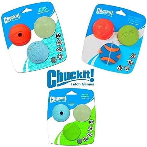 image:imageChuckit Gen 1 Fetch Pack Dog Balls Interactive Dog Toys HighBounce Fetch Ball Floating Ultra and Rugged Balls Durable Size Medium 25inch Diameter Set of 3Small 2 Pack of 12