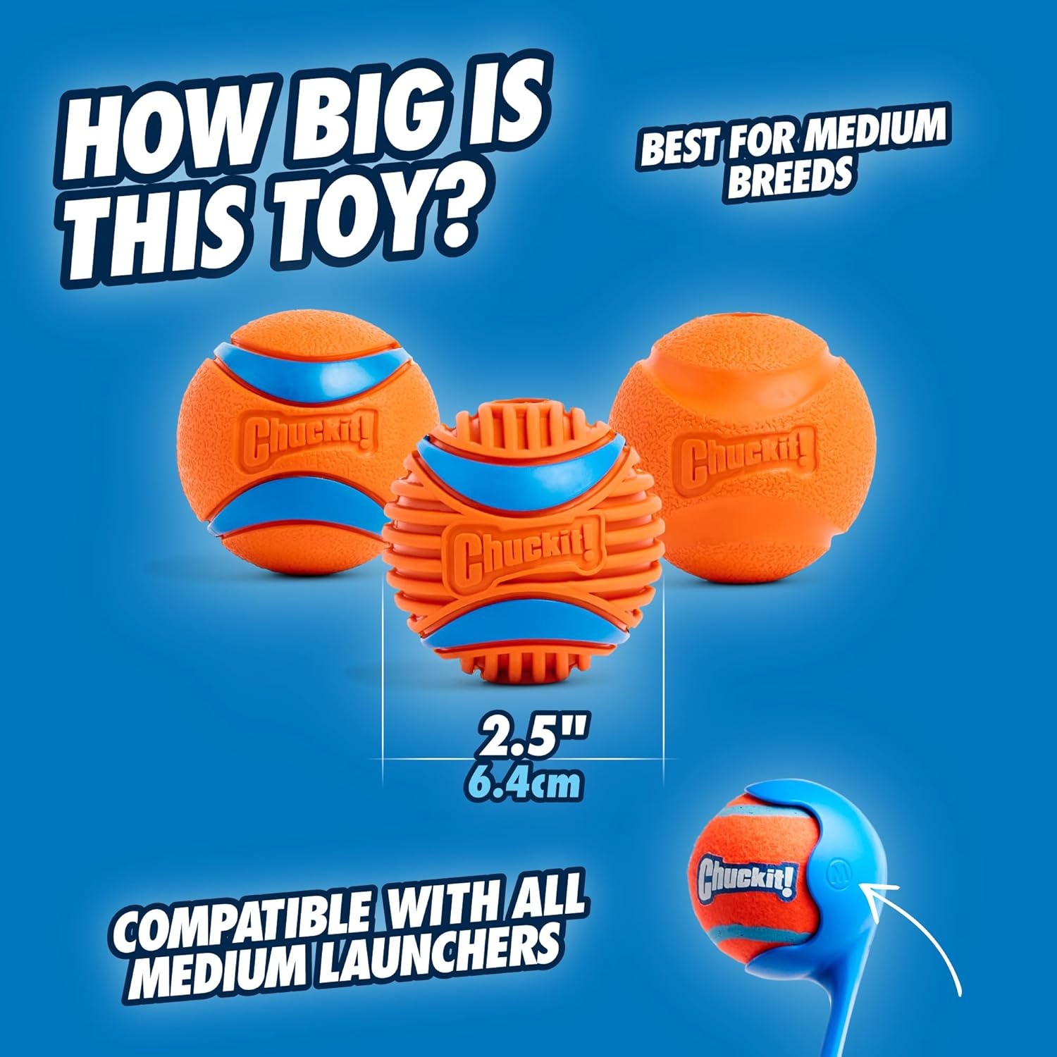 image:imageChuckit Gen 1 Fetch Pack Dog Balls Interactive Dog Toys HighBounce Fetch Ball Floating Ultra and Rugged Balls Durable Size Medium 25inch Diameter Set of 3Medium 25 Pack of 12
