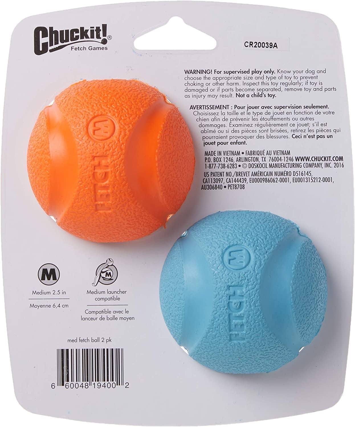 image:imageChuckit Medium Fetch Ball 25 2 Pack Colors VaryAssorted