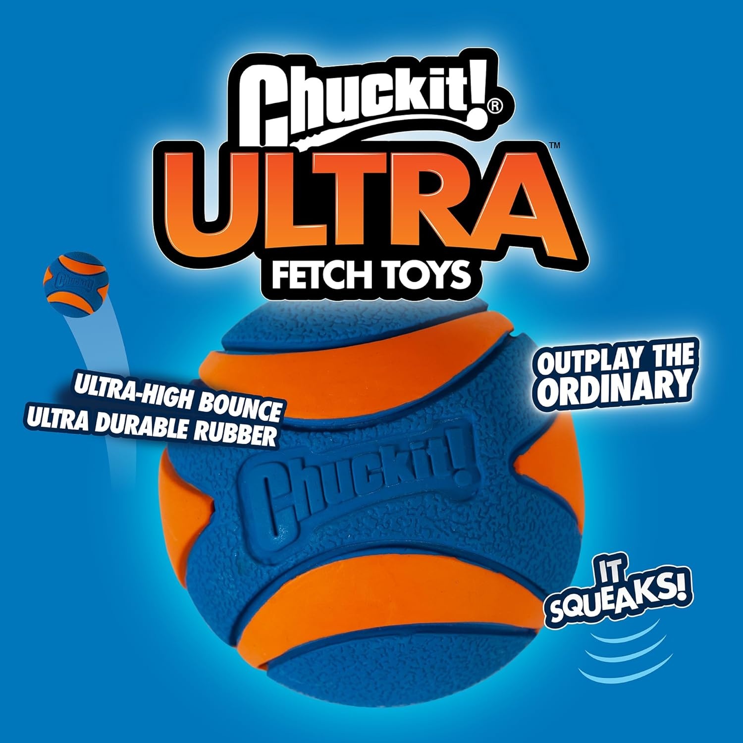 image:imageChuckit Ultra Ball Dog Toy Medium Bouncy Fetch Balls For Dogs 2060 lbs Made from Durable Rubber Floating Water Pet Toys Size Medium 25inch Diameter Pack of 4Medium