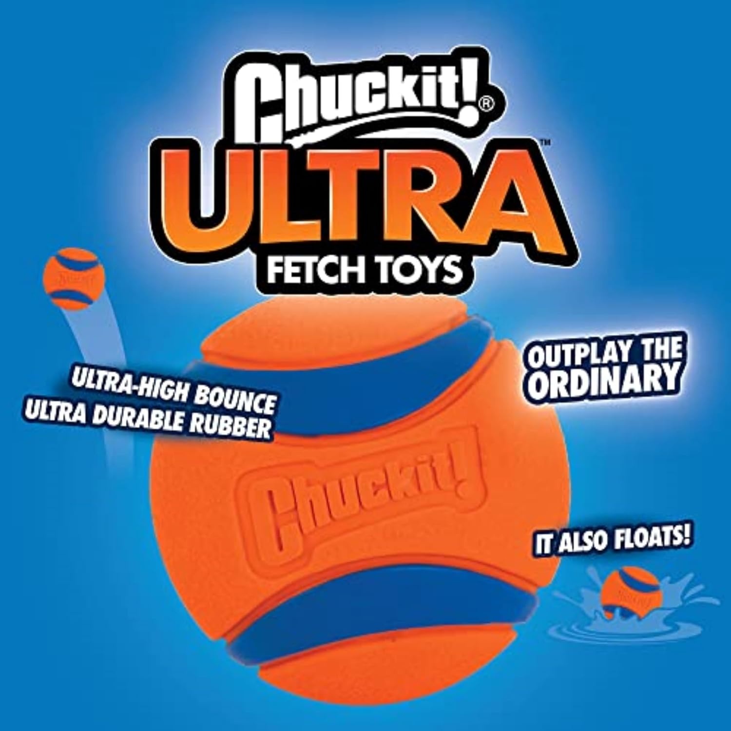 image:imageChuckit Ultra Ball Dog Toy Medium Bouncy Fetch Balls For Dogs 2060 lbs Made from Durable Rubber Floating Water Pet Toys Size Medium 25inch Diameter Pack of 4Medium