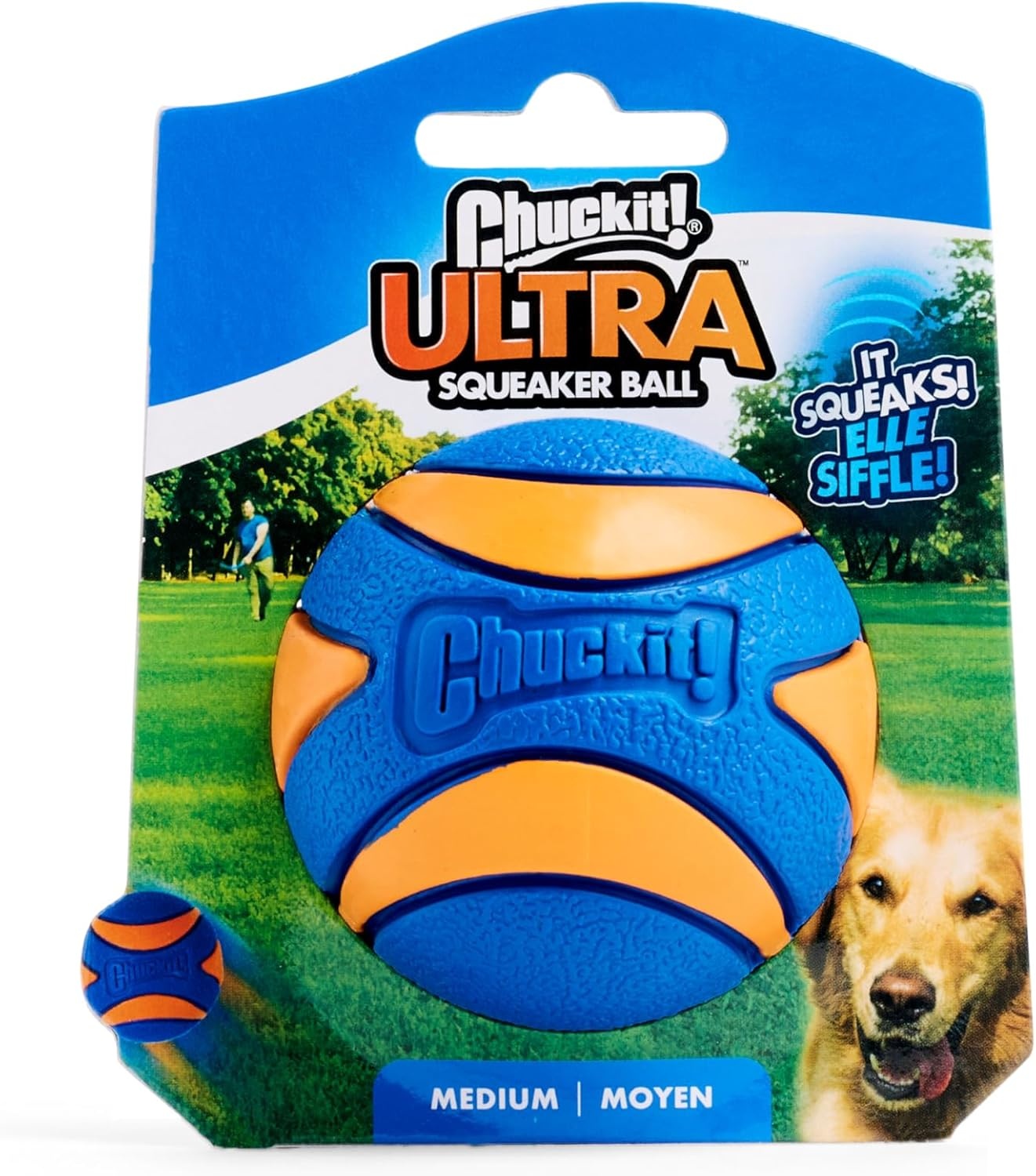 image:imageChuckit Ultra Squeaker Dog Ball Fetch Toy Medium 1 PackSqueaker