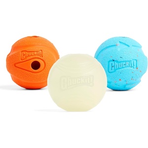 image:imageChuckit Gen 1 Fetch Pack Dog Balls  Interactive Dog Toys HighBounce Fetch Ball Floating Ultra and Rugged Balls Durable  Size Medium 25inch Diameter Set of 3Medium 25 Pack of 12