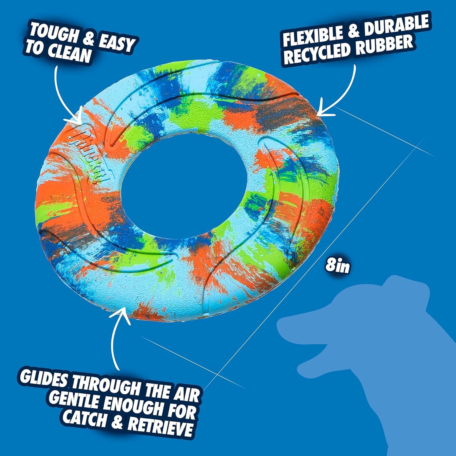 image:imageChuckit Amphibious ZipFlight Floating and Flying Disc Dog Toy Medium 85 Assorted Colors Orange And BlueGreen and BluePack of 1